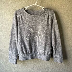 Baby Gap Toddler Girl Deer Embroidered Gray Lightweight Sweater Top 5T